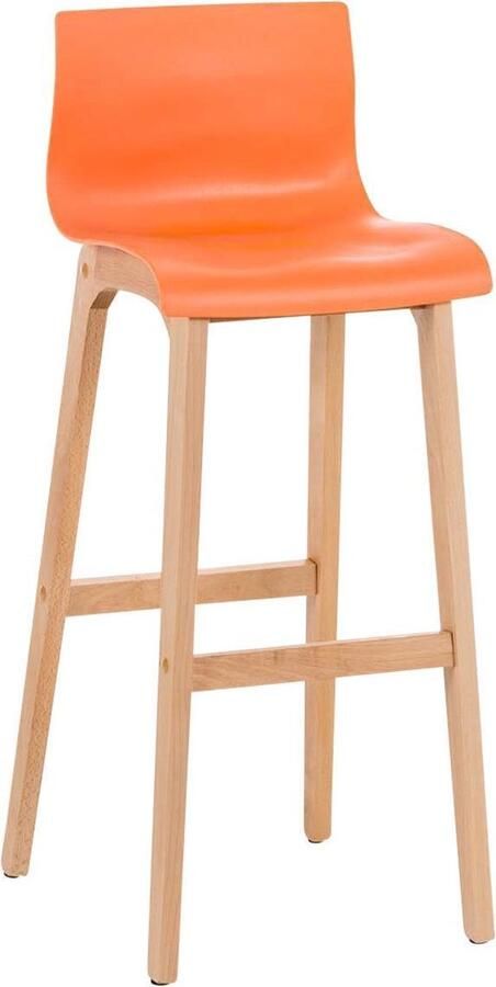 CLP Hover Barkruk Natura houten frame Kunststof zitting oranje