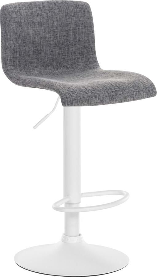 Clp Hoover Barkruk Stof Metaal mat wit licht grijs