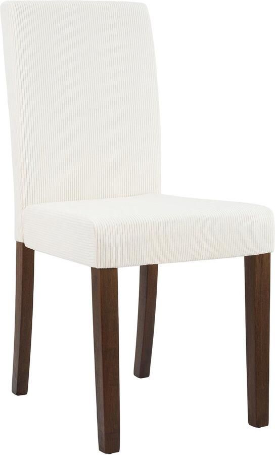 CLP Ina Eetkamerstoel klassiek met rugleuning hout corduroy ribstof antiek donker creme