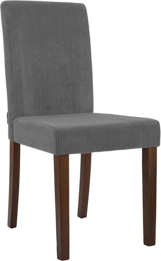 CLP Ina Eetkamerstoel klassiek met rugleuning hout corduroy ribstof antiek donker grijs