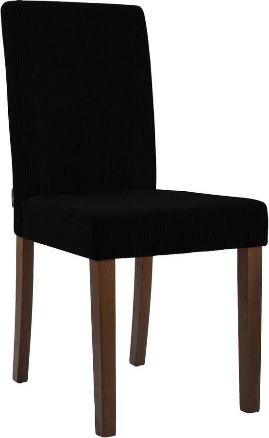 CLP Ina Eetkamerstoel klassiek met rugleuning hout corduroy ribstof antiek donker zwart