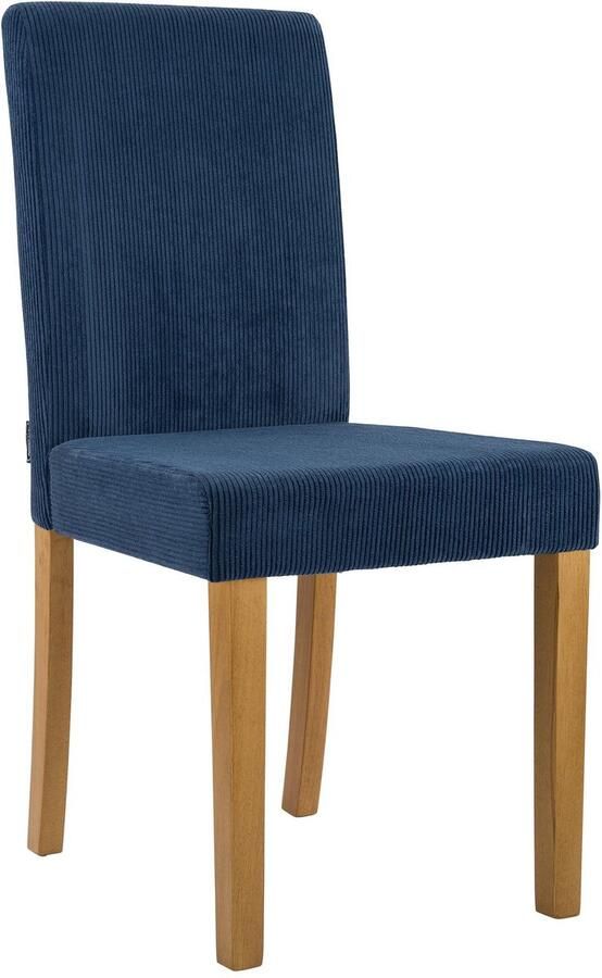 CLP Ina Eetkamerstoel klassiek met rugleuning hout corduroy ribstof antiek licht blauw