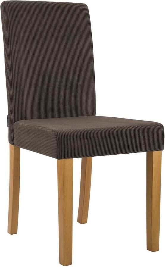 CLP Ina Eetkamerstoel klassiek met rugleuning hout corduroy ribstof antiek licht bruin