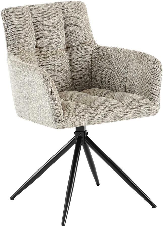 CLP Jonah Eetkamerstoel met armleuning klassiek Draaibare 180° automatisch terugdraaimechanisme stof taupe