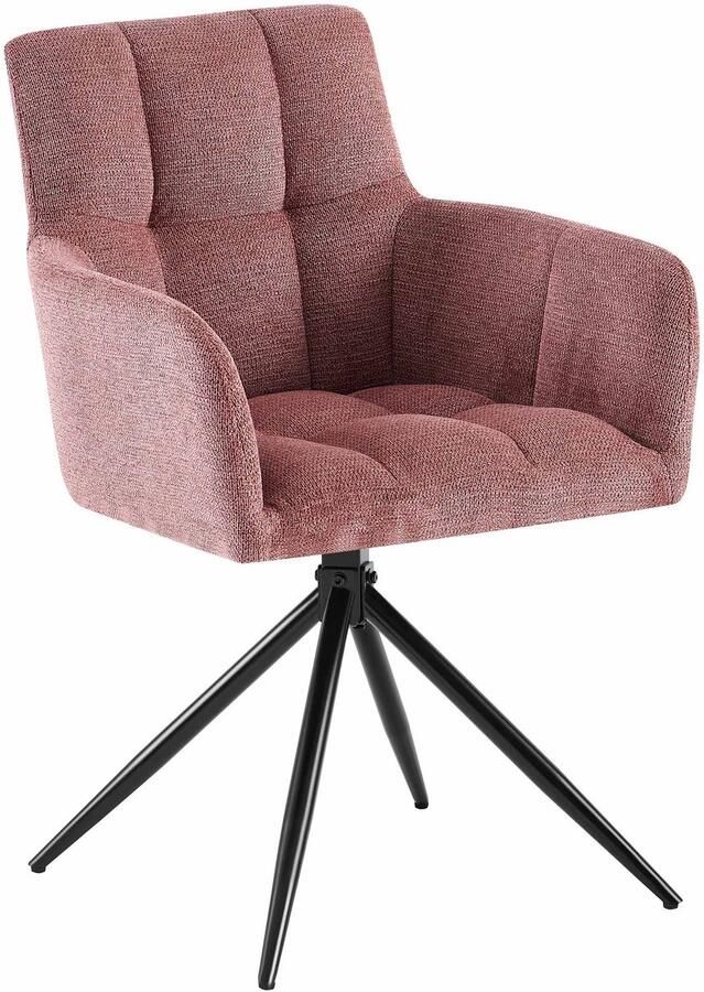 CLP Jonah Eetkamerstoel met armleuning klassiek Draaibare 180° automatisch terugdraaimechanisme stof robijnrood