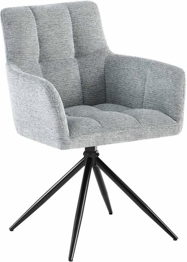 CLP Jonah Eetkamerstoel met armleuning klassiek Draaibare 180° automatisch terugdraaimechanisme stof licht grijs