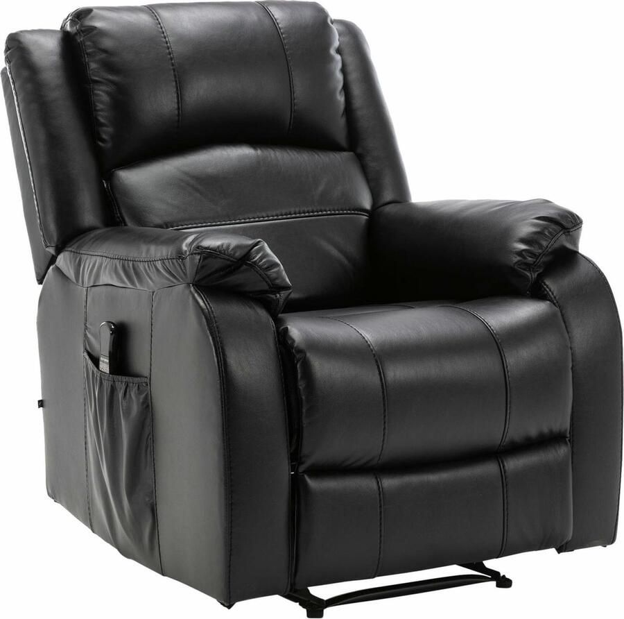 CLP Kerpen Fauteuil met massagefunctie zwart Echt leer