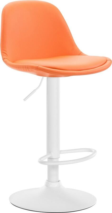 Clp Kiel Barkruk Met rugleuning Verstelbaar Voetsteun Kunstleer oranje wit
