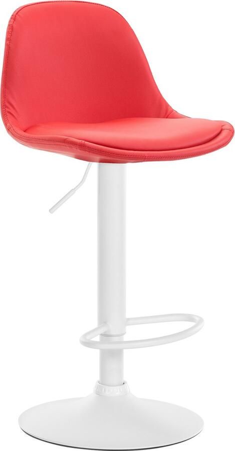 CLP Kiel Barkruk Met rugleuning Verstelbaar Voetsteun Kunstleer wit rood