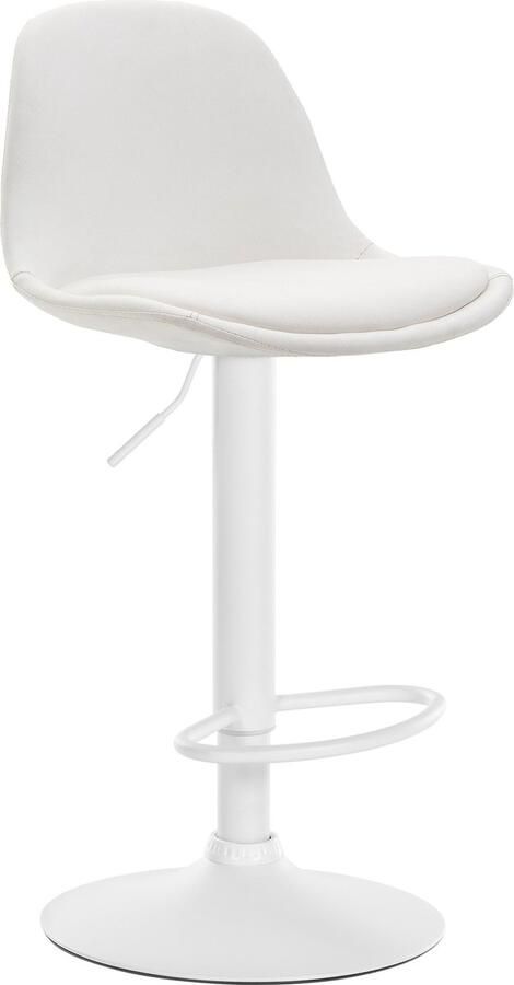 CLP Kiel Barkruk Met rugleuning Verstelbaar Voetsteun Kunstleer wit wit