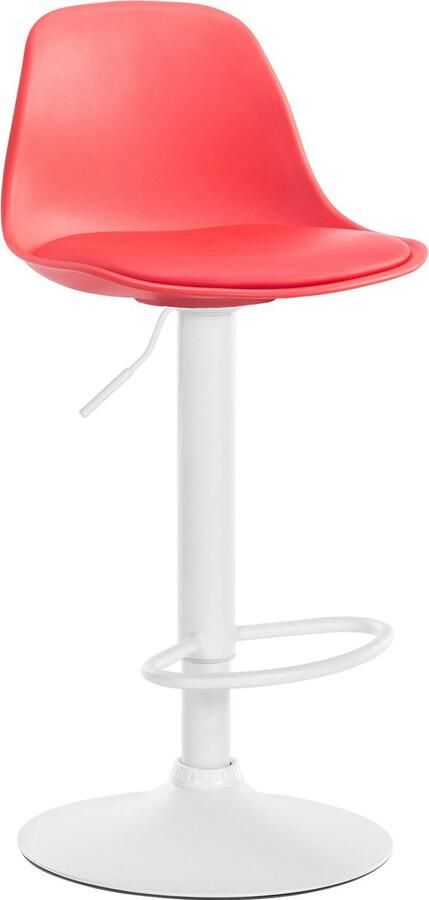 Clp Kiel Barkruk Met rugleuning Verstelbaar Voetsteun Kunststof rood wit