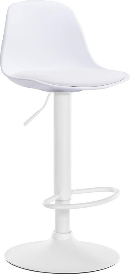 CLP Kiel Barkruk Met rugleuning Verstelbaar Voetsteun Kunststof wit wit