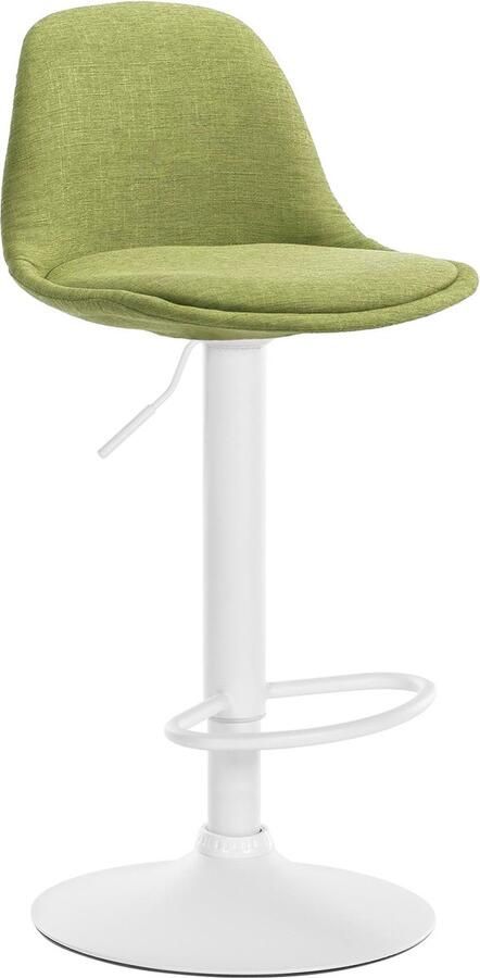 Clp Kiel Barkruk Met rugleuning Verstelbaar Voetsteun Stof groen wit