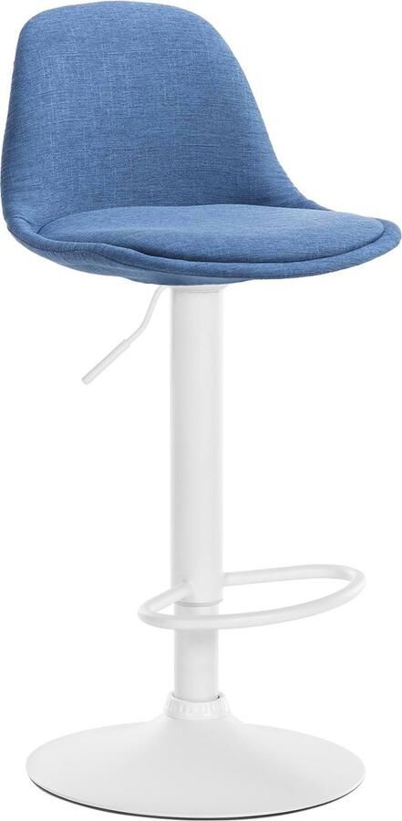 CLP Kiel Barkruk Met rugleuning Verstelbaar Voetsteun Stof wit blauw