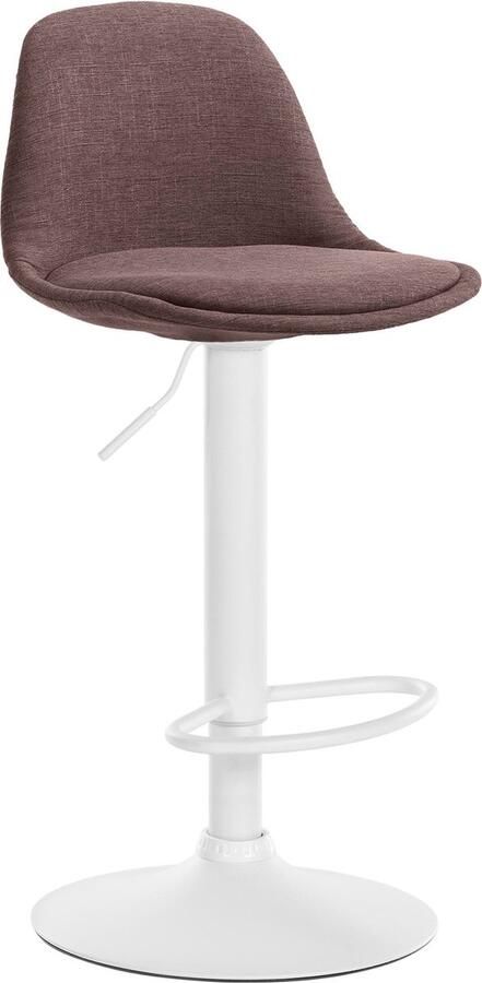 Clp Kiel Barkruk Met rugleuning Verstelbaar Voetsteun Stof bruin wit