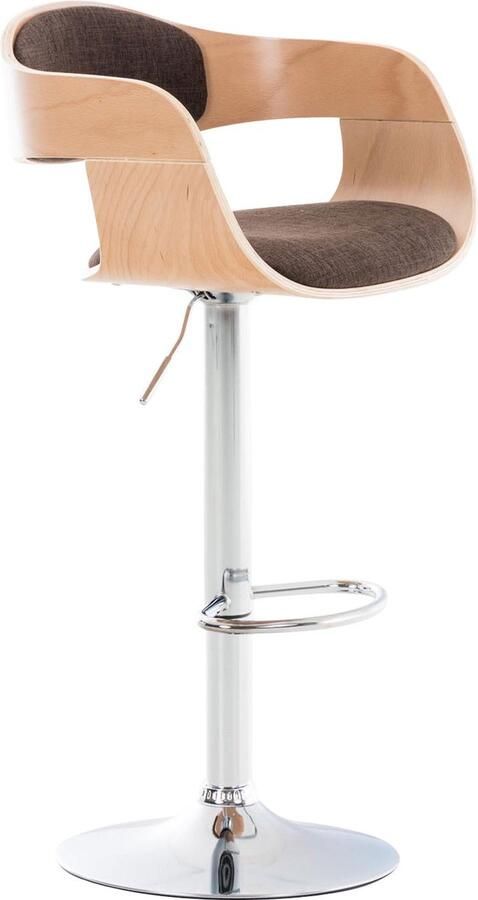 Clp Kingston Barkruk Met rugleuning Armleuning Voetsteun Stof natura bruin