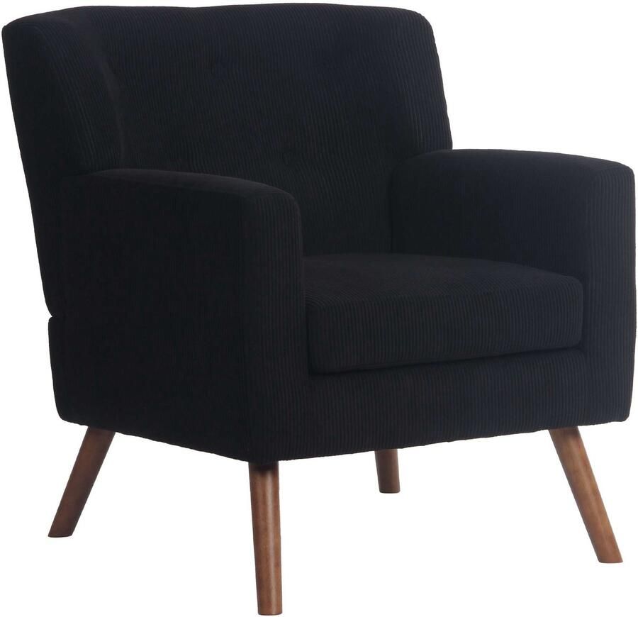 CLP Kioni Fauteuil met armleuning volwassen relax landelijk stoelpoten van hout ribstof corduroy zwart