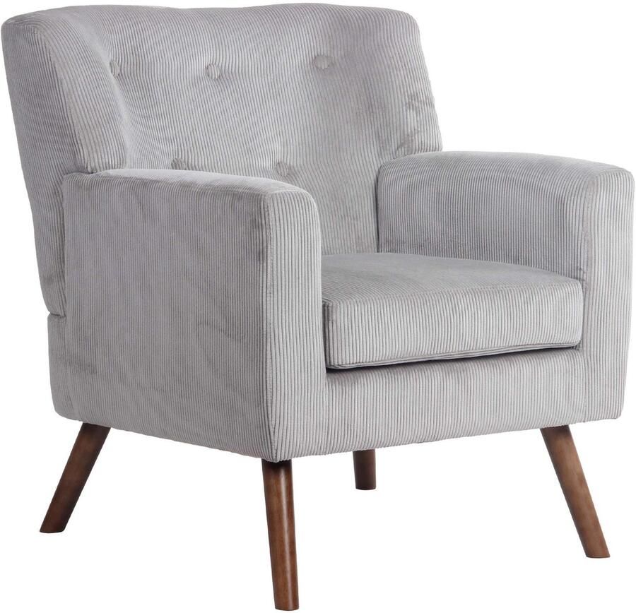 CLP Kioni Fauteuil met armleuning volwassen relax landelijk stoelpoten van hout ribstof corduroy grijs