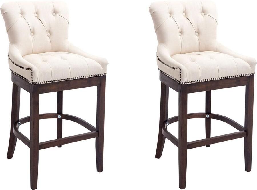 Clp Lakewood Set van 2 barkrukken Stof Creme Onderstel : antiek licht