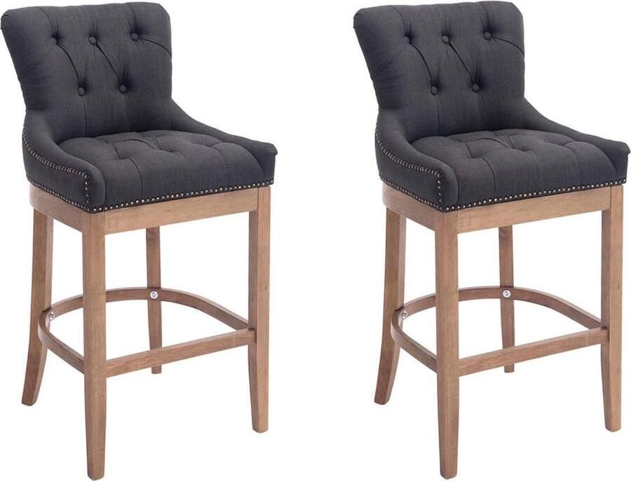 Clp Lakewood Set van 2 barkrukken Stof Donkergrijs Onderstel : antiek licht