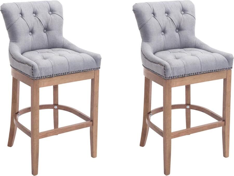 Clp Lakewood Set van 2 barkrukken Stof Lichtgrijs Onderstel : antiek licht