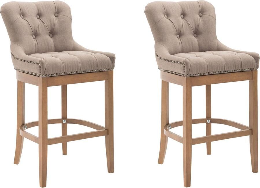 Clp Lakewood Set van 2 barkrukken Stof Taupe Onderstel : antiek licht