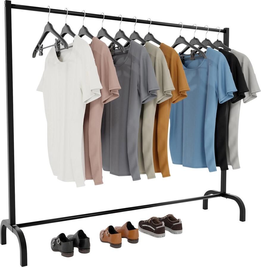 Clp Lara Kledingrek Kledingstandaard Dressboy Metaal zwart 150x38x120 cm