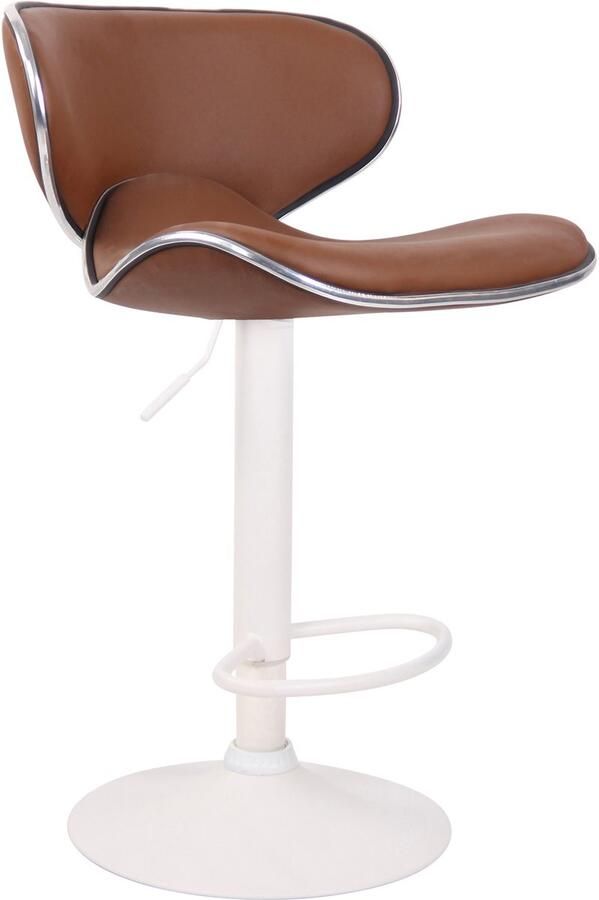 CLP Las Vegas Barkruk Met rugleuning Verstelbaar Voetsteun Kunstleer licht bruin wit