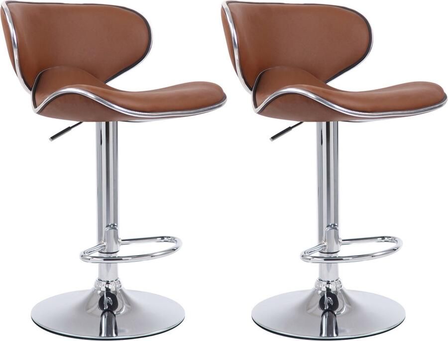 CLP Las Vegas Set van 2 barkrukken Kunstleer licht bruin chroom