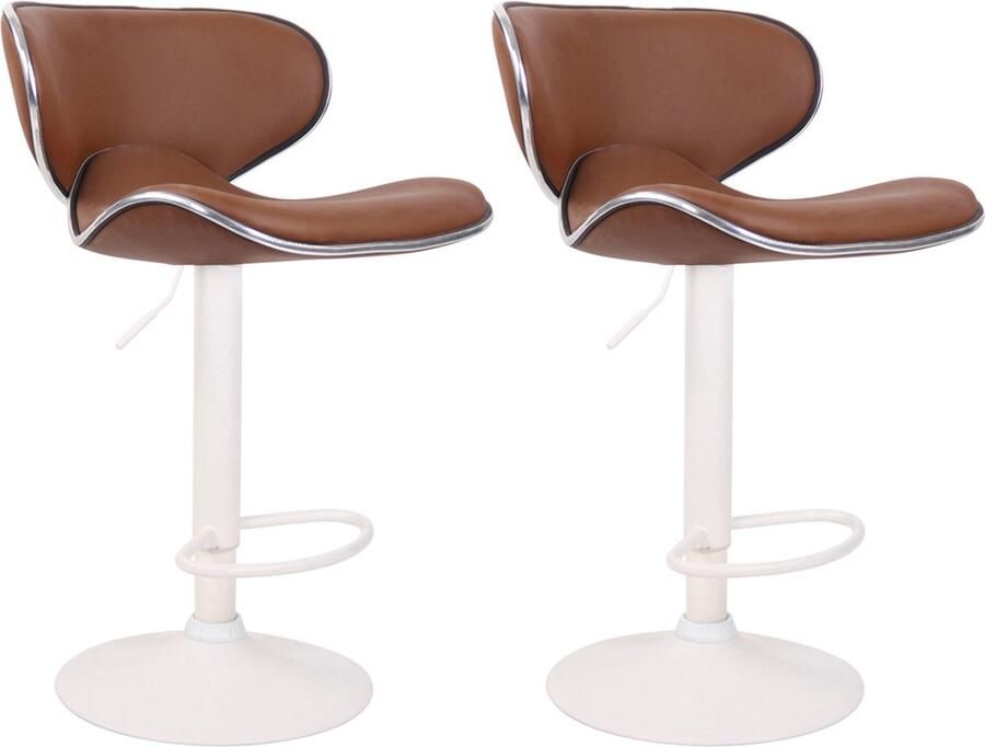 CLP Las Vegas Set van 2 barkrukken Kunstleer licht bruin wit