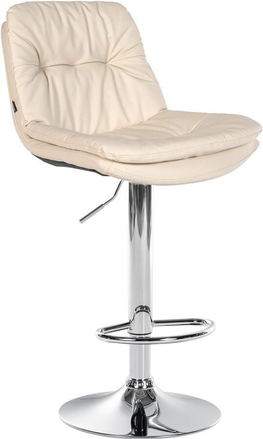 CLP Laurel Barkruk met rugleuning in hoogte verstelbaar met voetensteun kunstleer chroom creme