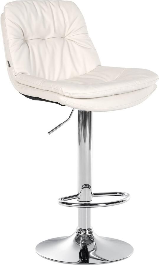 CLP Laurel Barkruk met rugleuning in hoogte verstelbaar met voetensteun kunstleer chroom wit