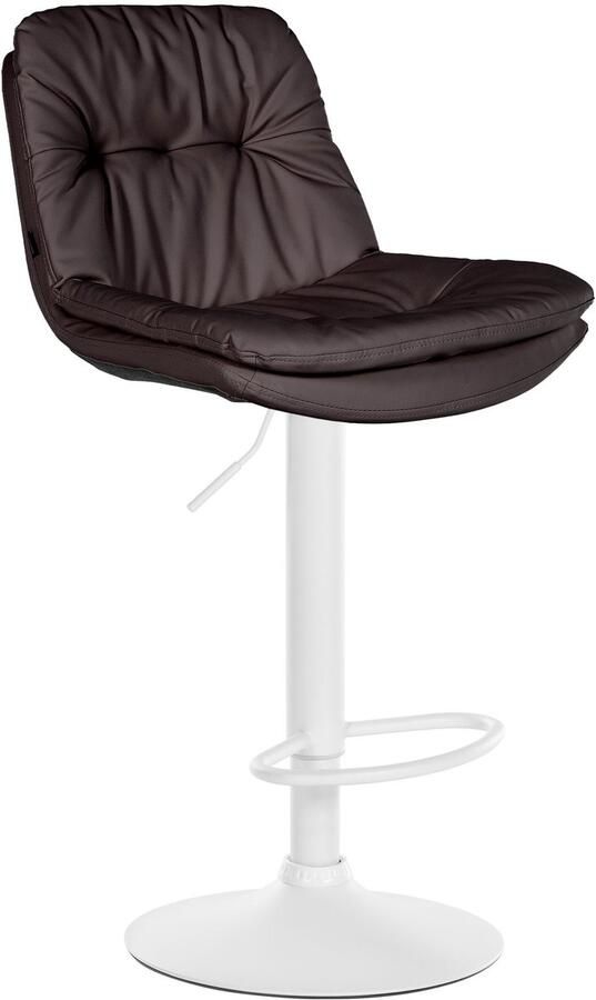 CLP Laurel Barkruk met rugleuning in hoogte verstelbaar met voetensteun kunstleer wit bruin