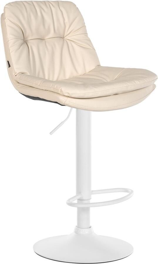 CLP Laurel Barkruk met rugleuning in hoogte verstelbaar met voetensteun kunstleer wit creme