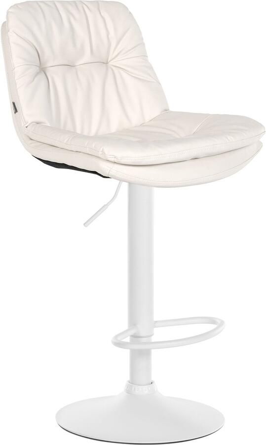 CLP Laurel Barkruk met rugleuning in hoogte verstelbaar met voetensteun kunstleer wit wit