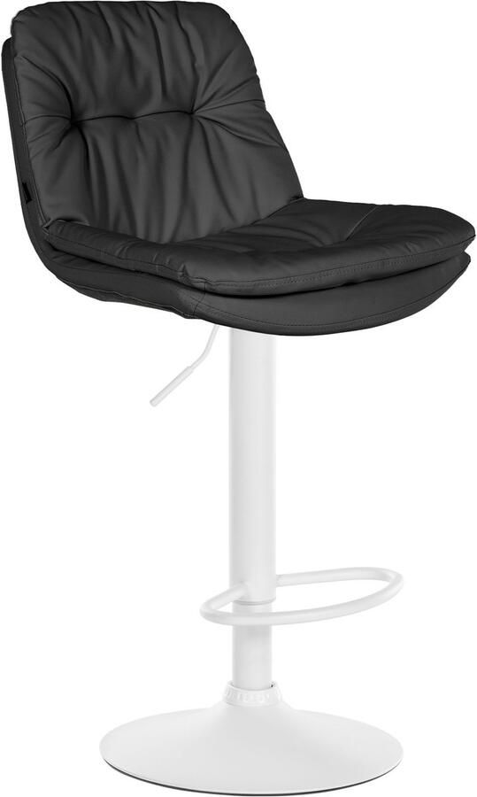 CLP Laurel Barkruk met rugleuning in hoogte verstelbaar met voetensteun kunstleer wit zwart