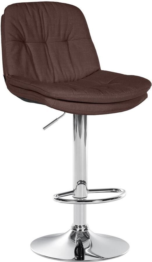 CLP Laurel Barkruk met rugleuning in hoogte verstelbaar met voetensteun stof chroom bruin