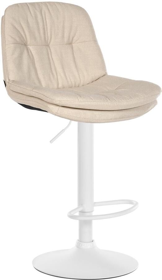 CLP Laurel Barkruk met rugleuning in hoogte verstelbaar met voetensteun stof wit creme