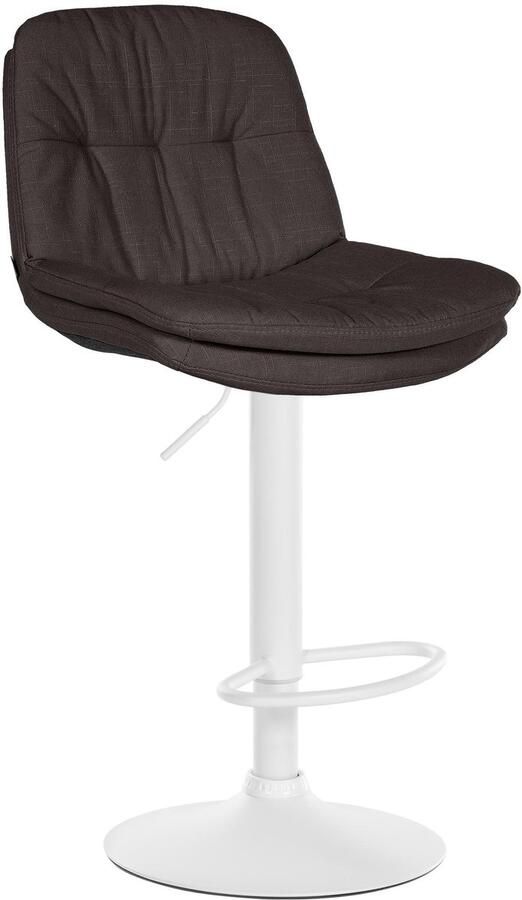 CLP Laurel Barkruk met rugleuning in hoogte verstelbaar met voetensteun stof wit donkergrijs