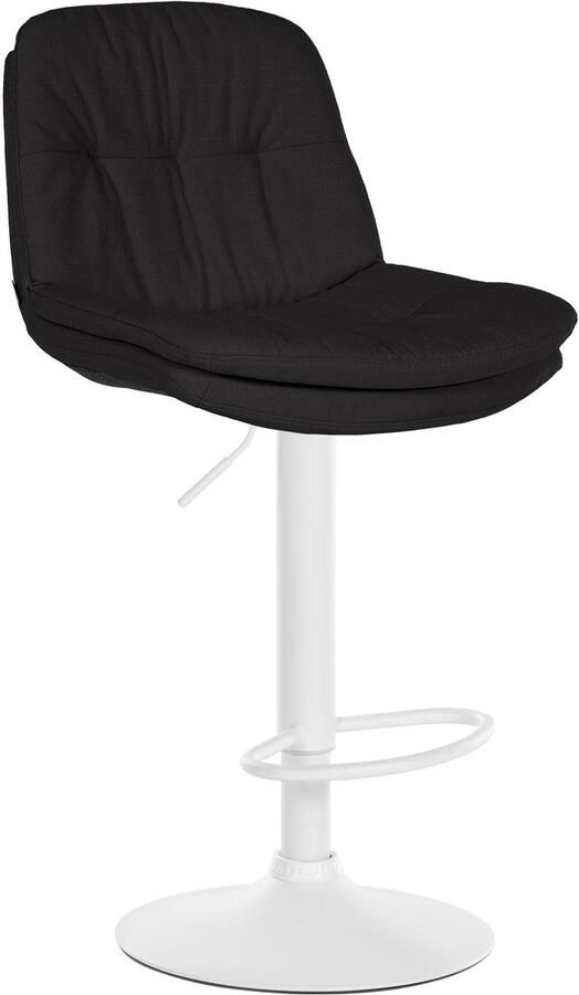 CLP Laurel Barkruk met rugleuning in hoogte verstelbaar met voetensteun stof wit zwart