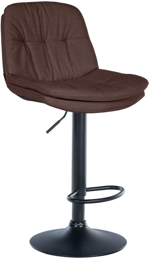 CLP Laurel Barkruk met rugleuning in hoogte verstelbaar met voetensteun stof zwart bruin