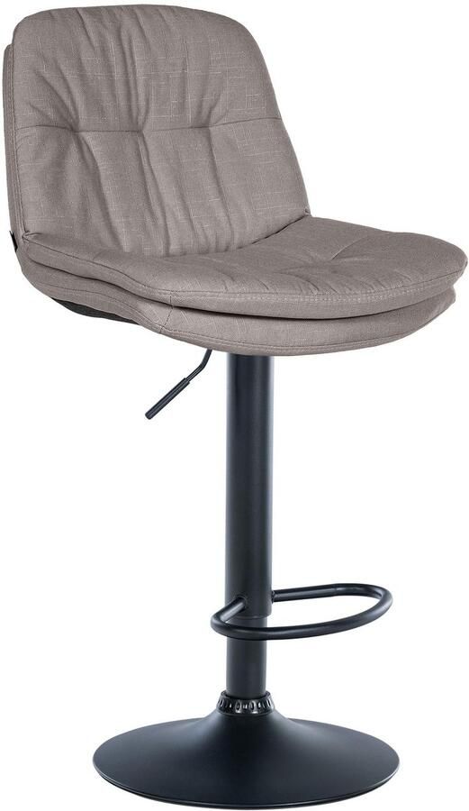 CLP Laurel Barkruk met rugleuning in hoogte verstelbaar met voetensteun stof zwart grijs