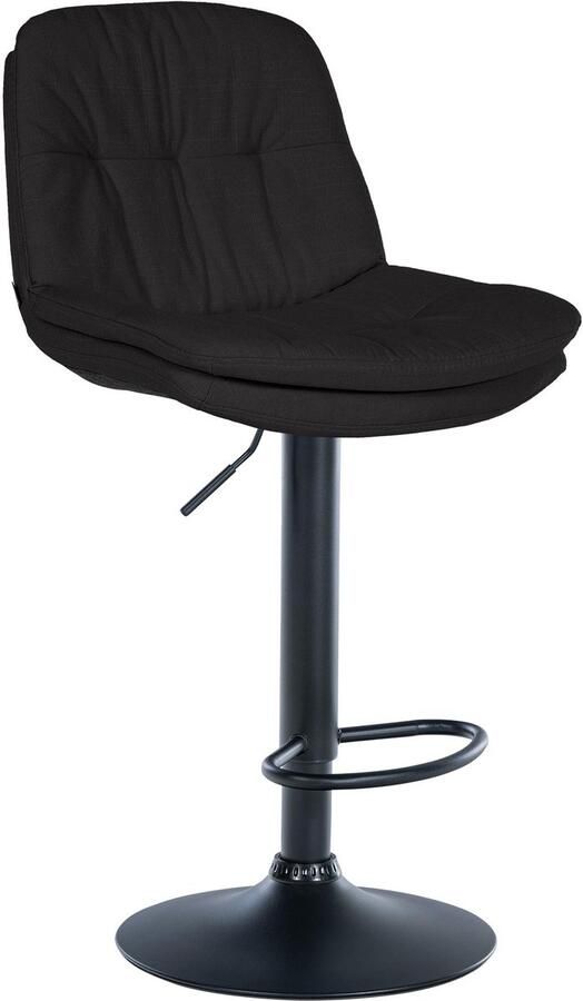 CLP Laurel Barkruk met rugleuning in hoogte verstelbaar met voetensteun stof zwart zwart