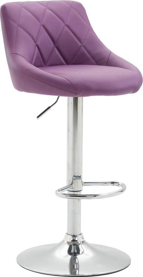 CLP Lazio Barkruk Met rugleuning Verstelbaar Voetsteun Kunstleer purper chroom