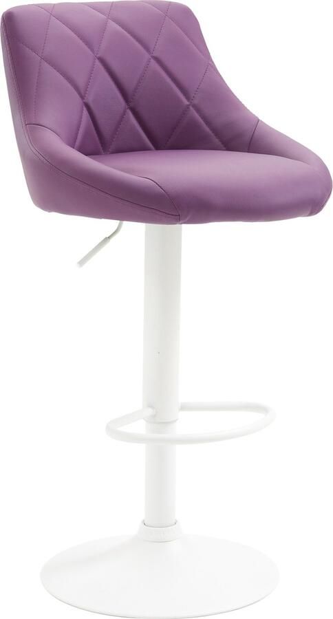 CLP Lazio Barkruk Met rugleuning Verstelbaar Voetsteun Kunstleer purper wit