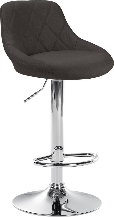 CLP Lazio Barkruk Met rugleuning Verstelbaar Voetsteun Stof chroom donkergrijs - Foto 2