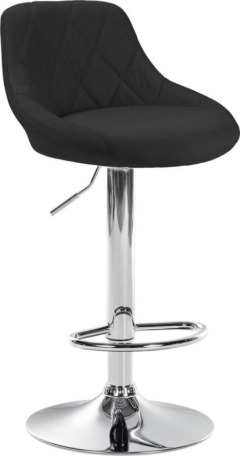 CLP Lazio Barkruk Met rugleuning Verstelbaar Voetsteun Stof chroom zwart - Foto 3