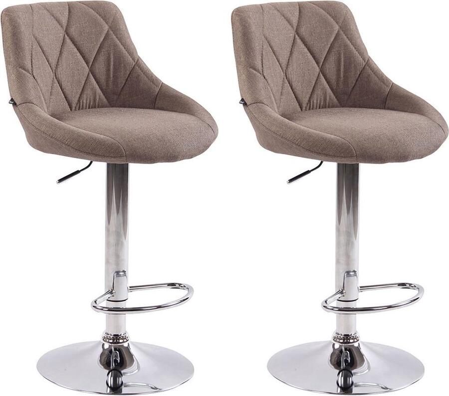 CLP Lazio Set van 2 barkrukken Stof taupe