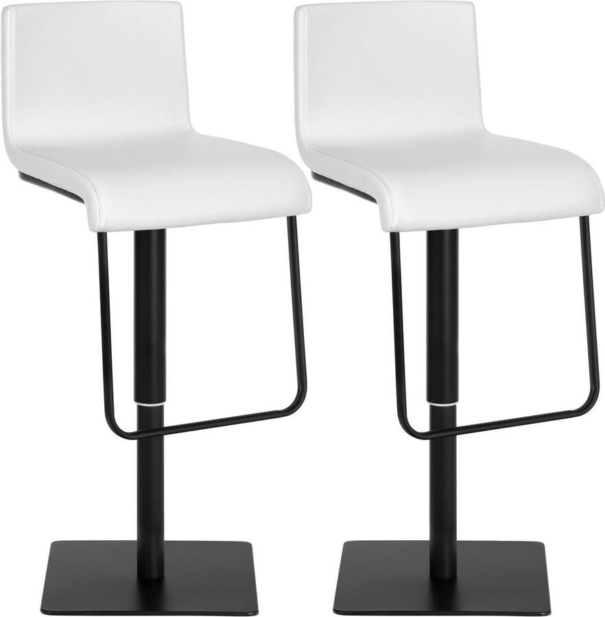 CLP Limon Set van 2 barkrukken Met rugleuning Verstelbaar Voetsteun Kunstleer zwart wit