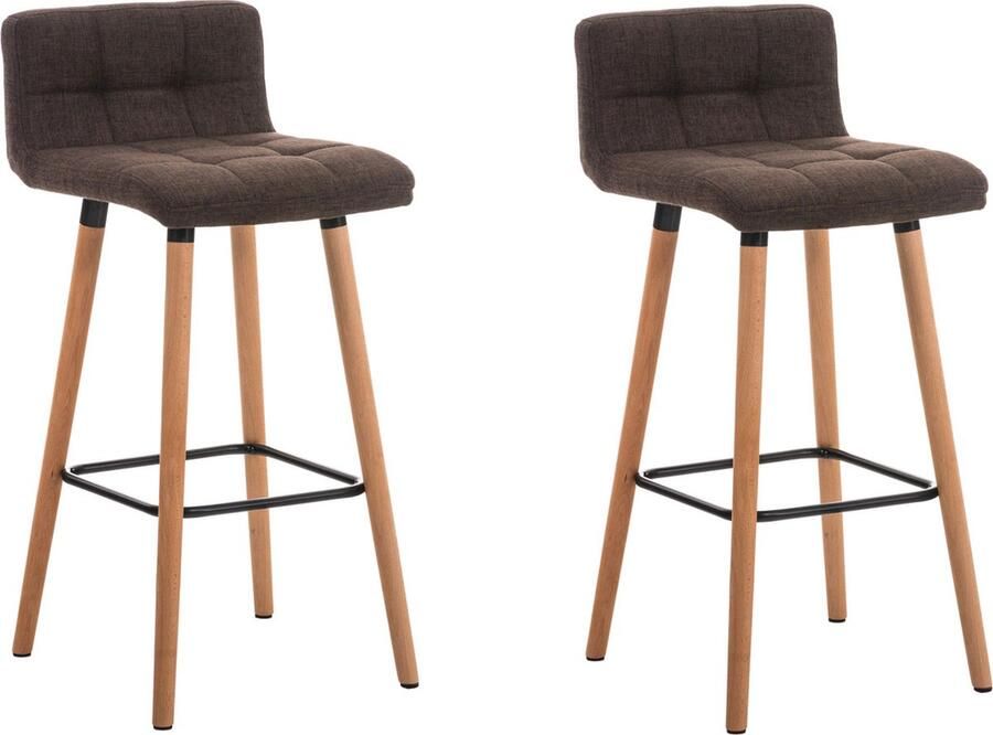 Clp Lincoln Set van 2 barkrukken Stof bruin Kleur onderstel : natura - Foto 2